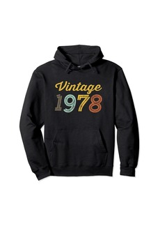 Born Vintage 1978 Birthday Italic Inline Retro Distressed Pullover Hoodie