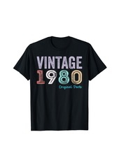 Born Vintage 1980 44th Birthday Retro Birthday Party Women Men T-Shirt