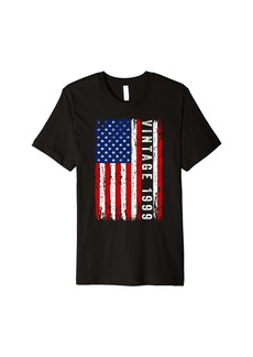 Born Vintage 1999 25th Birthday Gifts 25 Years Old American Flag Premium T-Shirt