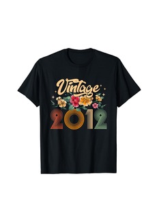 Born Vintage 2012 Made In 2012 Floral 12th Birthday 12 Years Old T-Shirt