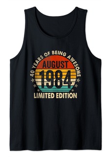 Born Vintage August 1984 40th Birthday Gifts 40 Years Old Retro Tank Top