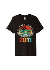 Born Vintage August 2011 13th Birthday Retro Gifts 13 Years Old Premium T-Shirt