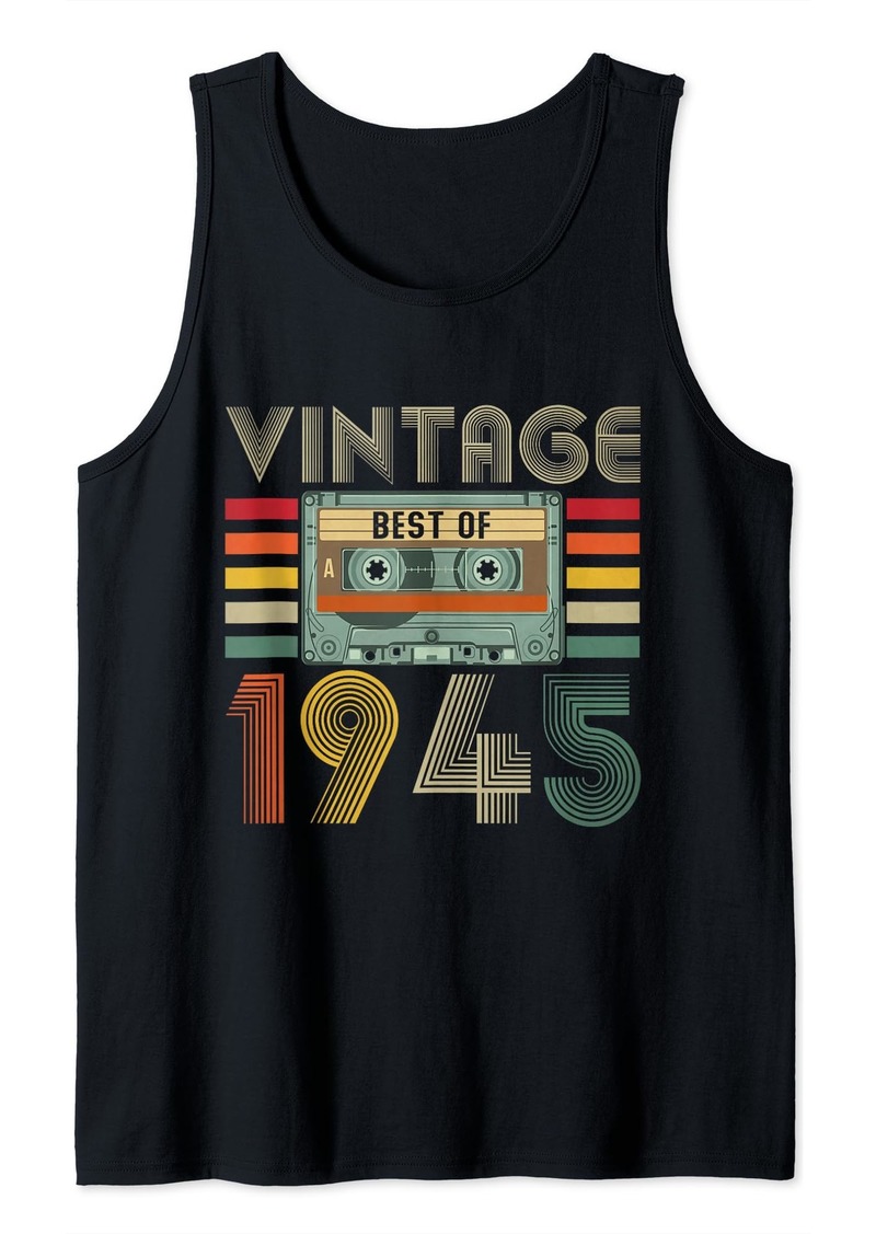 Born Vintage Best Of 1945 Cassette Tape 80th Birthday 80 Year Old Tank Top