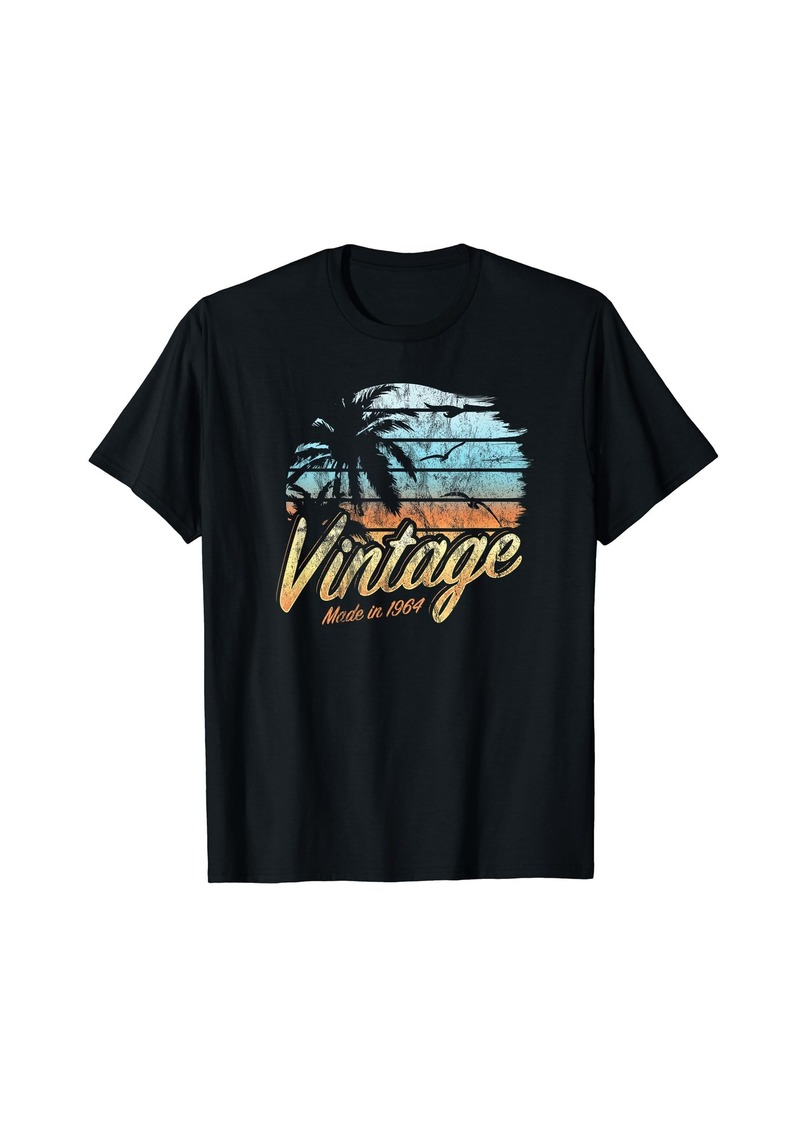 Vintage Born In 1964 Palm Tree Vacation Sunset 60th Birthday T-Shirt