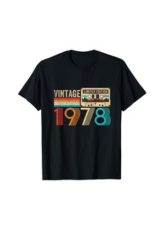 Vintage Born In 1978 Cassette Tape 46th Birthday 46 Year Old T-Shirt