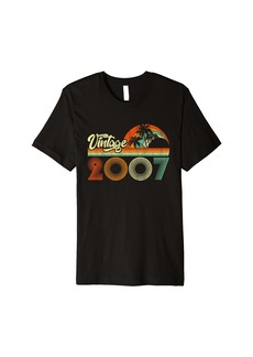 Vintage Born In 2007 18 Years Old Retro 18th Birthday Gifts Premium T-Shirt