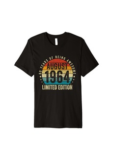 Vintage Born In August 1964 60th Birthday 60 Years Old Retro Premium T-Shirt