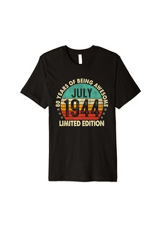Vintage Born In July 1944 80th Birthday Gifts 80 Years Old Premium T-Shirt