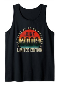Vintage Born In June 2006 18 Years Old 18th Birthday Retro Tank Top