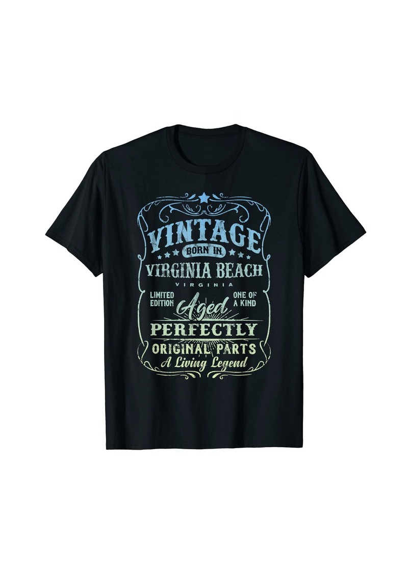 Vintage Born In Virginia Beach Virginia Classic Birthday T-Shirt