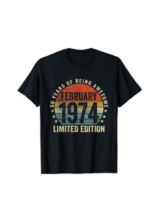 Born Vintage February 1974 Limited Edition 50th Birthday Retro T-Shirt