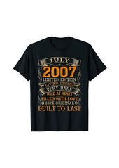 Born Vintage July 2007 Shirt 14 Years Old 14th Birthday Gifts T-Shirt