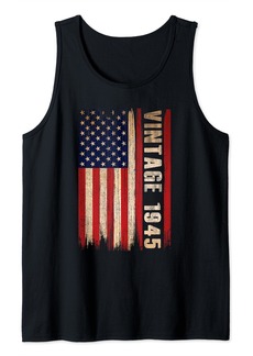 Born Vintage Made In 1945 American Flag 79th Birthday 79 Year Old Tank Top