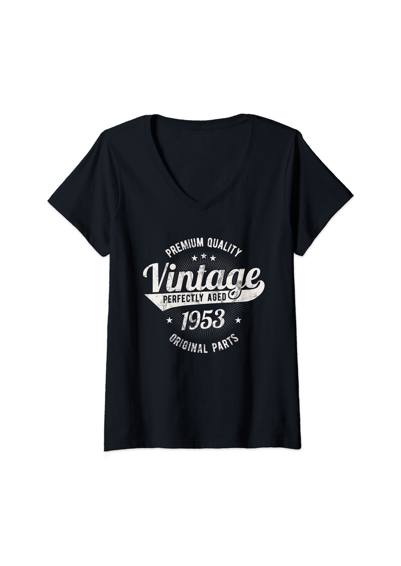 Born Womens Vintage Made In 1953 Classic 71st Birthday V-Neck T-Shirt