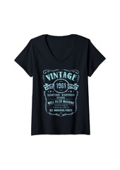 Born Womens Vintage Made In 1961 Limited Edition 63rd Birthday V-Neck T-Shirt