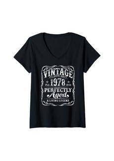 Born Womens Vintage Made In 1978 Classic 46th Birthday V-Neck T-Shirt