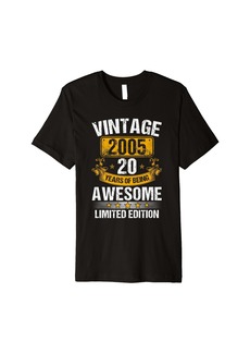 Born Vintage Made In 2005 Funny 20th Birthday Gifts 20 Years Old Premium T-Shirt