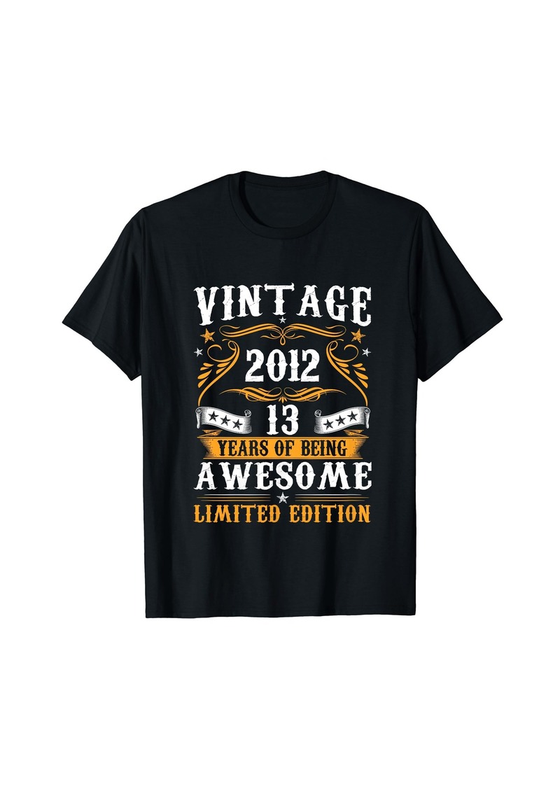 Born Vintage Made In 2012 13th Birthday Gifts Boys 13 Years Old T-Shirt