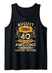 Born Vintage Made In August 1984 40th Birthday Men 40 Year Old Tank Top