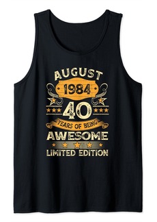 Born Vintage Made In August 1984 40th Birthday Men 40 Year Old Tank Top