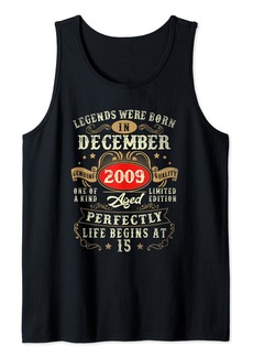 Born Vintage Made In December 2009 15th Birthday Men 15 Year Old Tank Top