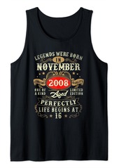 Born Vintage Made In November 2008 16th Birthday Men 16 Year Old Tank Top