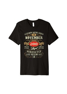 Born Vintage Made In November 2010 14th Birthday Men 14 Year Old Premium T-Shirt