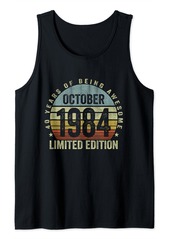 Born Vintage October 1984 Retro 40th Birthday Gift 40 Years Old Tank Top