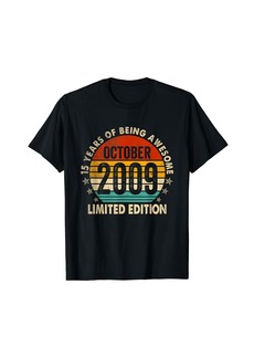 Born Vintage October 2009 15th Birthday Gift 15 Years Old Retro T-Shirt