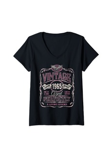 Womens Vintage Original Born In 1965 Classic 59th Birthday V-Neck T-Shirt