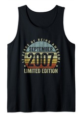 Born Vintage September 2007 Retro 17th Birthday Gift 17 Years Old Tank Top