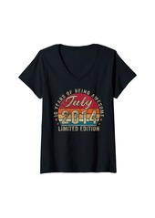 Born Womens 10 Year Old Gifts Vintage July 2014 10th Birthday Decoration V-Neck T-Shirt