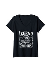 Born Womens 100th Birthday Living Legend Since 1924 Classic Vintage V-Neck T-Shirt