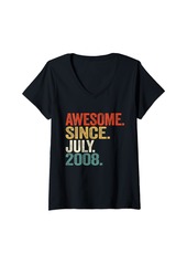 Born Womens 16 Years Old Gifts Awesome Since July 2008 16th Birthday V-Neck T-Shirt