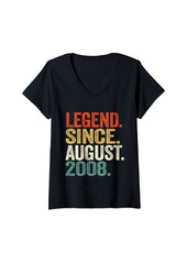Born Womens 16 Years Old Gifts Legend Since August 2008 16th Birthday V-Neck T-Shirt