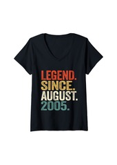 Born Womens 19 Years Old Gifts Legend Since August 2005 19th Birthday V-Neck T-Shirt