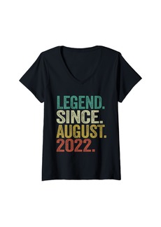 Born Womens 2 Years Old Gifts Legend Since August 2022 2nd Birthday V-Neck T-Shirt