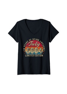 Womens 20 Years Old Legends Born In July 2004 20th Birthday Gifts V-Neck T-Shirt