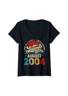 Born Womens 20 Year Old Legend since August 2004 20th Birthday Gifts Boy V-Neck T-Shirt