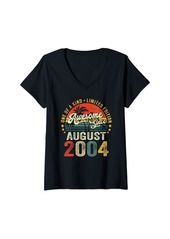Born Womens 20 Years Old Gifts Decoration August 2004 20th Birthday Gift V-Neck T-Shirt
