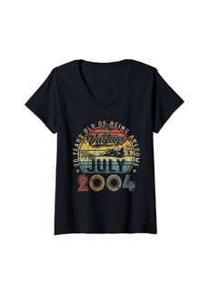 Womens 20 Years Old Legends Born In July 2004 20th Birthday Gifts V-Neck T-Shirt