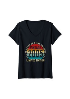 Born Womens 20 Years Old Vintage 2005 Limited Edition 20th Birthday Gift V-Neck T-Shirt