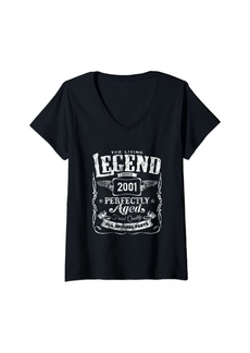 Born Womens 23rd Birthday Living Legend Since 2001 Classic Vintage V-Neck T-Shirt
