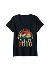 Born Womens 24 Years Old Gifts Decoration August 2000 24th Birthday Gift V-Neck T-Shirt