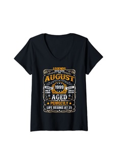 Born Womens 25 Years Old Gifts Decoration August 1999 25th Birthday Gift V-Neck T-Shirt
