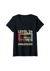 Born Womens 26 Years Old Level 26 Unlocked 26th Birthday Men Video Games V-Neck T-Shirt