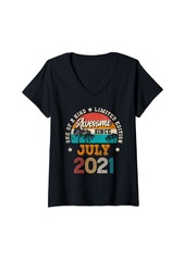 Born Womens 3 Years Old Made In July 2021 Vintage 3rd Birthday Gifts V-Neck T-Shirt