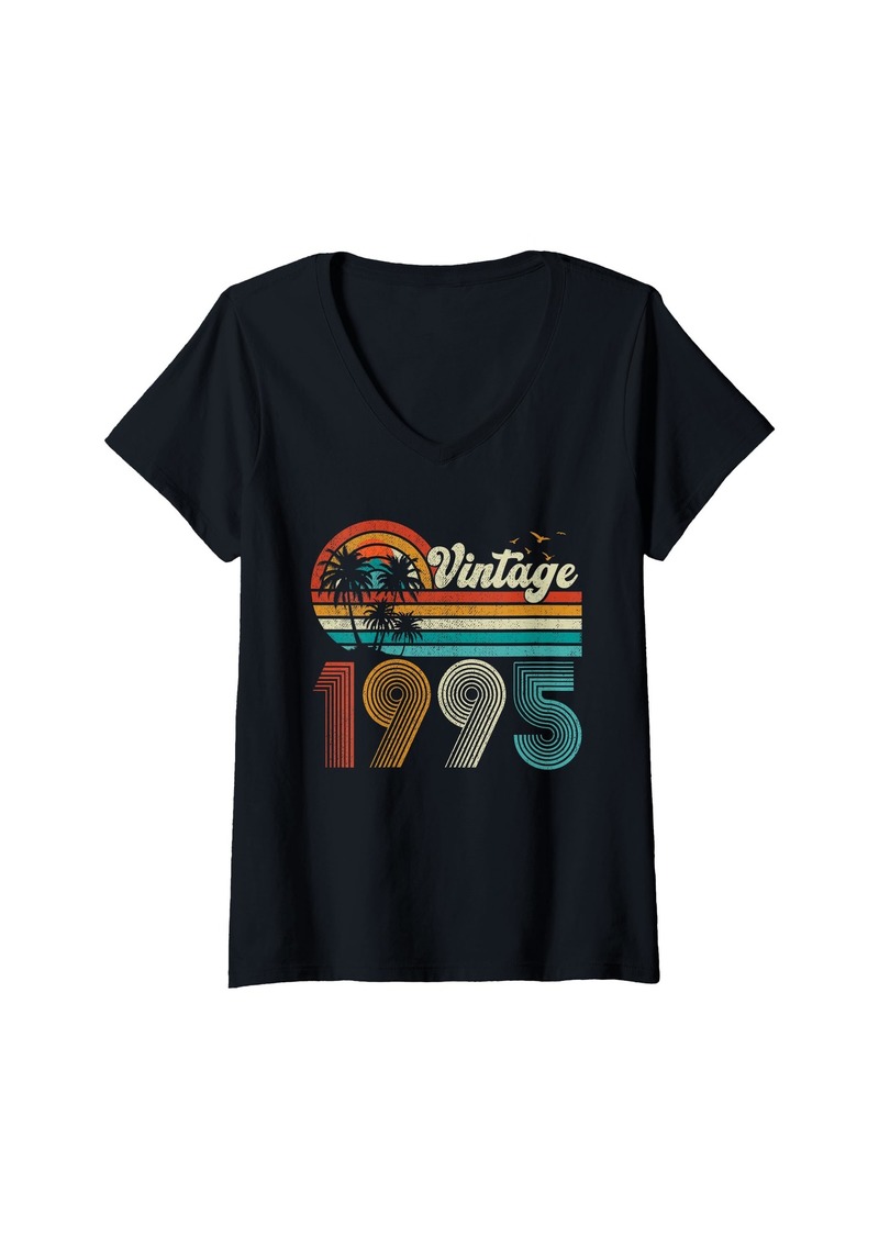 Born Womens 30 Years Old Gifts Vintage 1995 Funny 30th Birthday Retro V-Neck T-Shirt