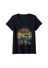 Womens Legends Born In July 1994 30 Years Old 30th Birthday Gifts V-Neck T-Shirt
