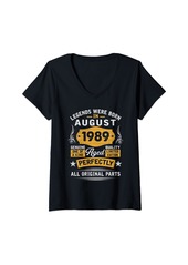 Born Womens 35 Years Old Gifts Decoration August 1989 35th Birthday Gift V-Neck T-Shirt